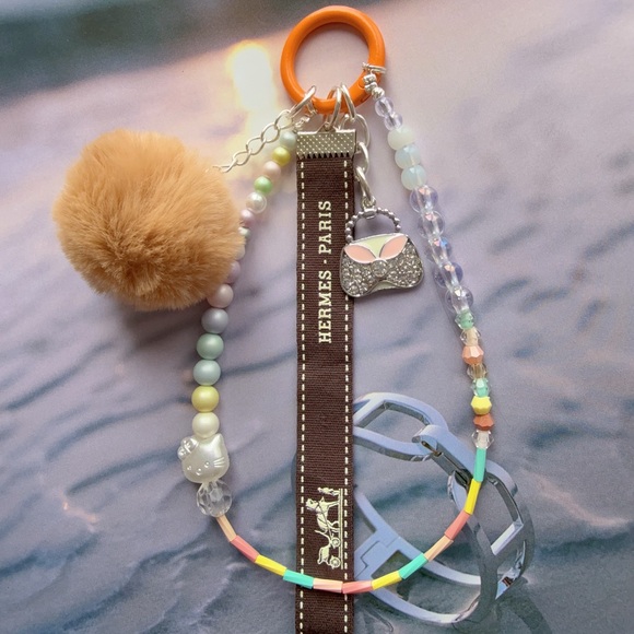 Authentic Hermes Ribbon Keychain Phone charm - Picture 2 of 2